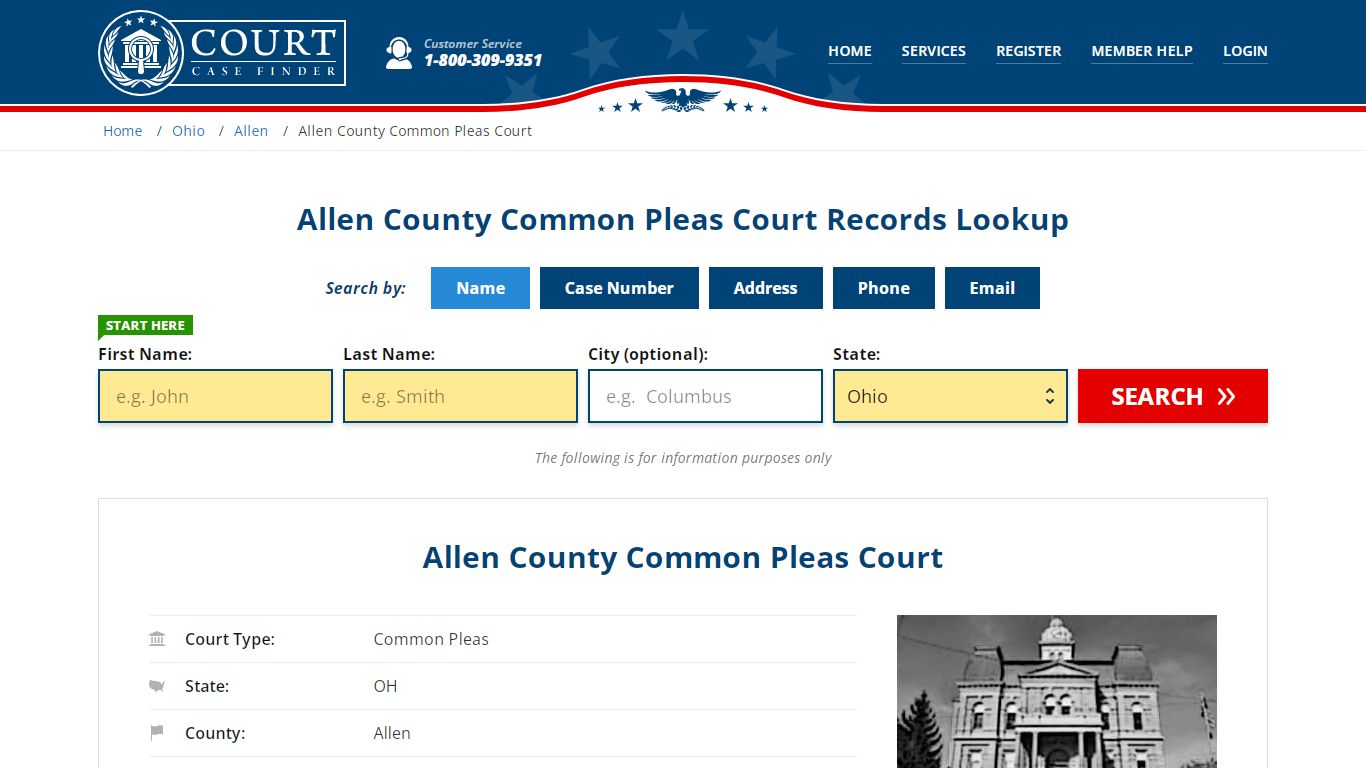 Allen County Common Pleas Court Records Lookup - CourtCaseFinder.com