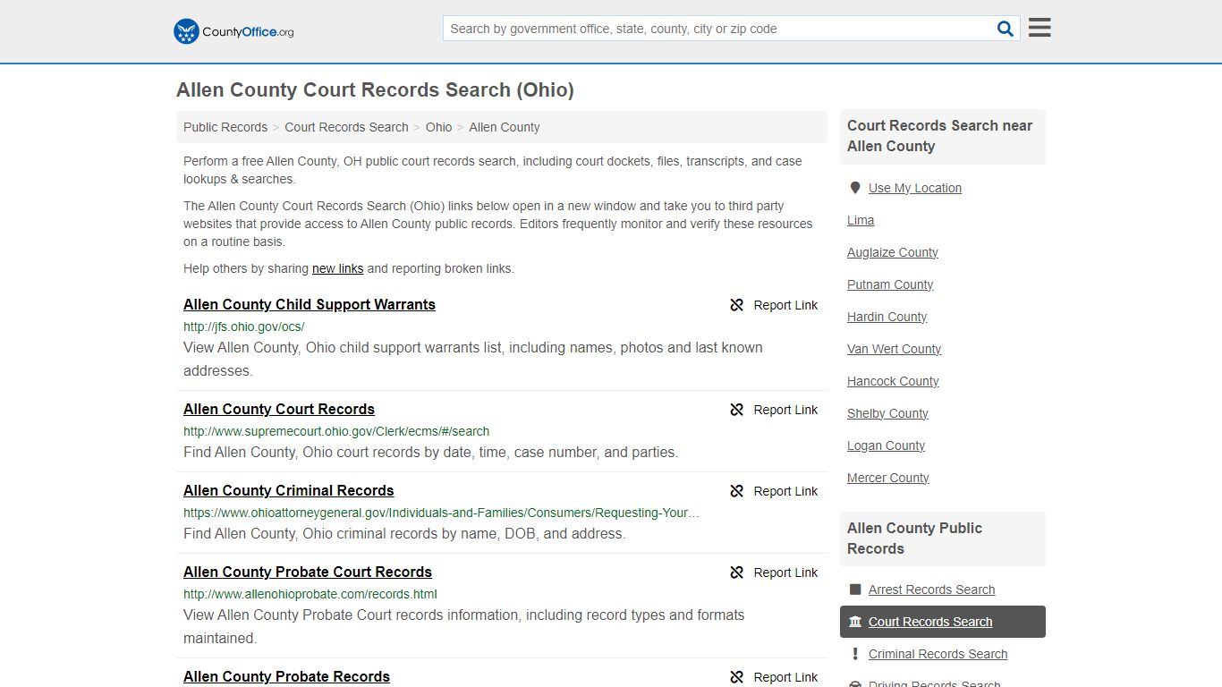 Allen County Court Records Search (Ohio) - County Office